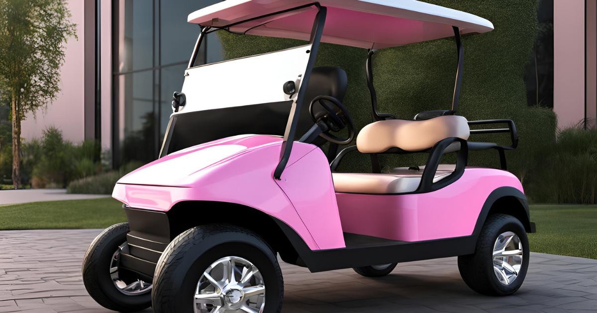 Grey minimalist business project presentation pink golf carts