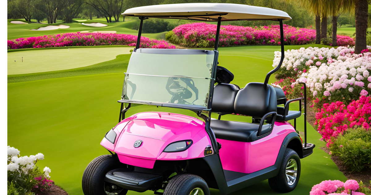 Grey minimalist business project presentation (2) pink golf carts,
golf