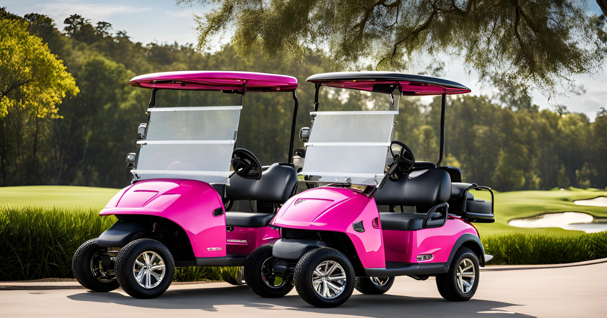 Grey minimalist business project presentation (3) pink golf carts