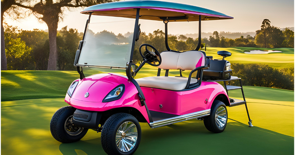Grey minimalist business project presentation (5) pink golf carts