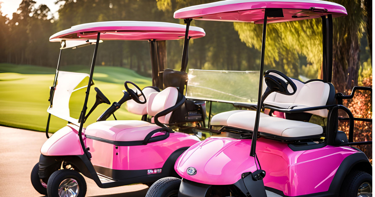 Grey minimalist business project presentation (7) pink golf carts